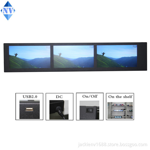 ultra-wide lcd 7inch*3screen multiple screen advertising device for super market